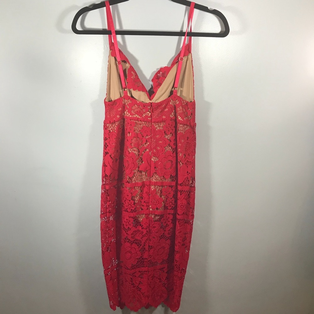 For Love And Lemons Hot Red lace midi Dress Xs - Picture 7 of 8